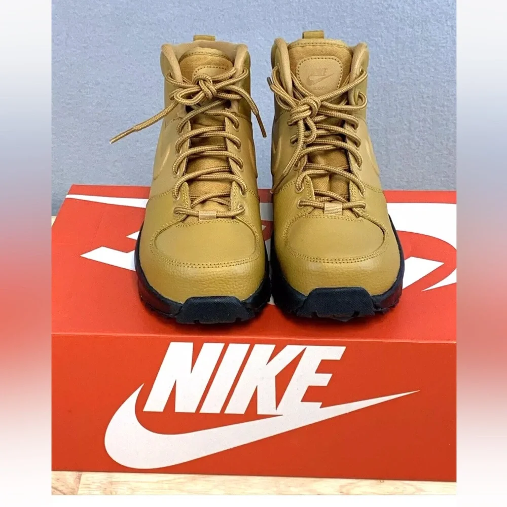Nike Manao Leather Boots Sneakers Youth Kids Size 6Y BQ5372-700 Wheat Tan
